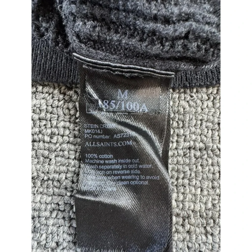 AllSaints‎ Sweater Mens Medium Black Cotton Ribbed Crewneck Knit Pullover